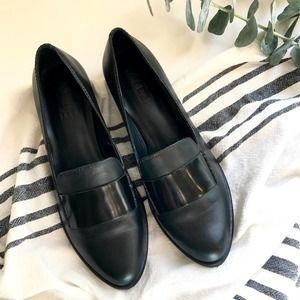 M4D3 Black Ocean Loafers 6 Leather Mod Flat 6 Chic Modern Boho Minimalist